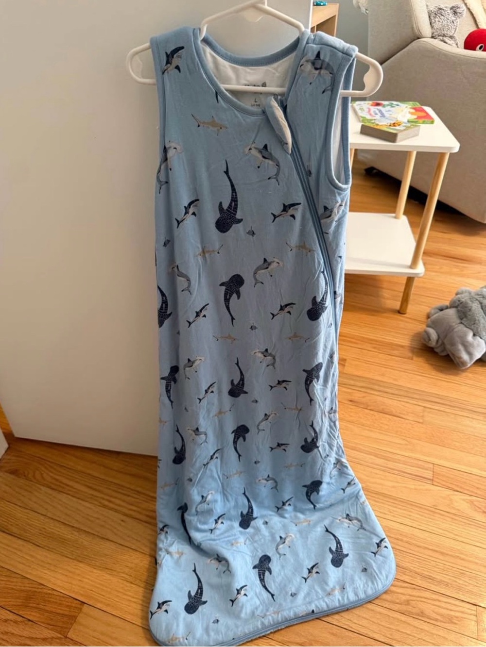 Kyte BABY Light Blue Shark-Print Sleeveless Sleep Sack